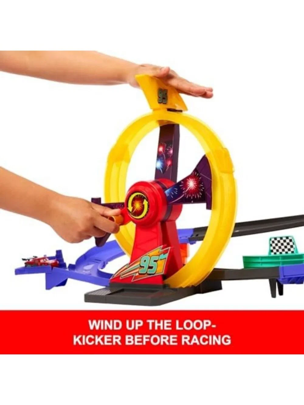 Disney Pixar Cars Race to Celebrate Track Set - Fun Raceway Playset for Kids